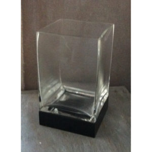 Vaso vetro trasparente base legno nera
