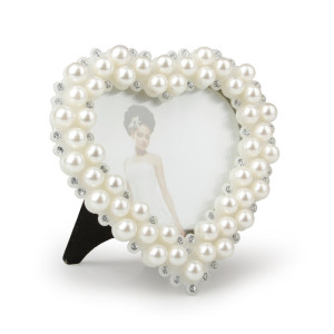 Cornice portafoto cuore con perle