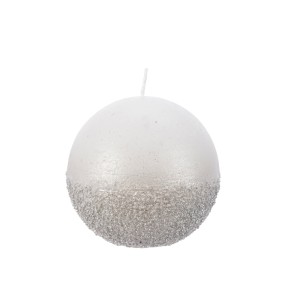 Candela sfera glitter d.08 argento