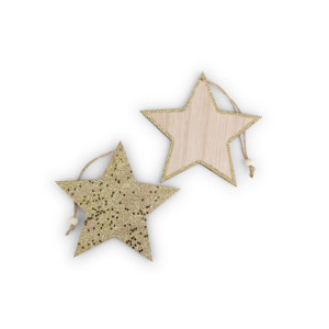 Stella legno glitter cm.15 oro (pz.6)