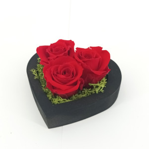 Rosa cuore cm.10 3 rose rosso