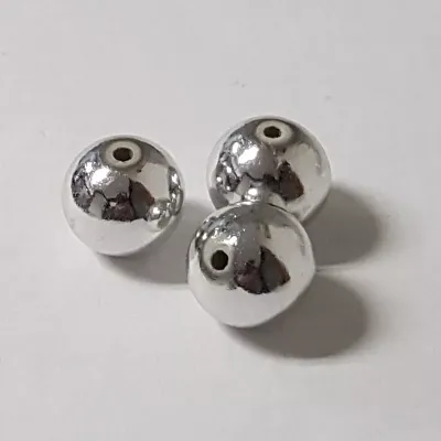 Perla mm.14  con foro  argento (pz.35)