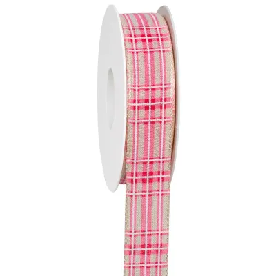 Nastro tartan insp.mm.25 m.18 rosa