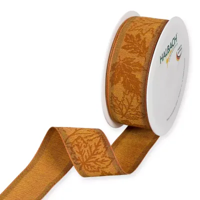 Nastro mm.35 m.15 aut.leaves cognac