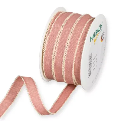 Nastro cotone bordo mm-15 m.25 rosa ant.