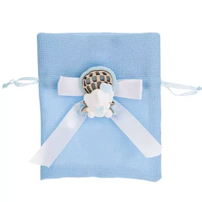 Sacchettino tessuto 10x12 azzurro (pz.12)