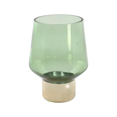 Va-vaso vetro h.25 verde-oro