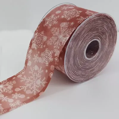 Nastro mm.70 m.25 ghiaccio dec. rosa ant.
