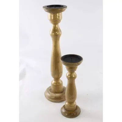 Candeliere legno h.50 oro (set 2)