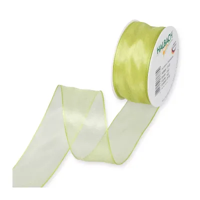 Nastro organza anim. mm.40 m.25 verde acido