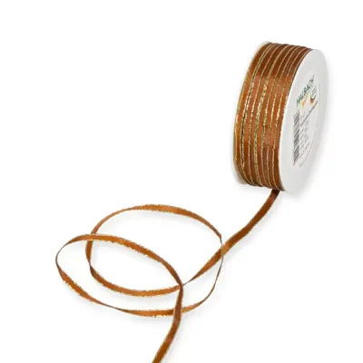 Nastro mm.05 m.30 taff.lurex marrone