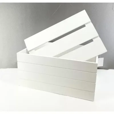 Cassetta legno 31x22 bianca con coperchio
