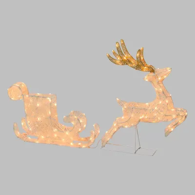 Renna + slitta led h.060 bianca