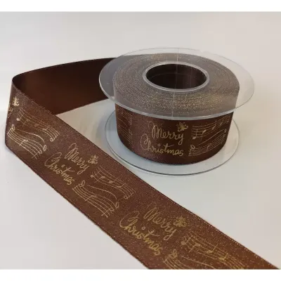Nastro mm.40 mt.15 xmas song prezioso oro cioccolato-oro
