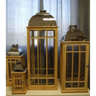 Lanterna legno marrone h.94 (set 43)