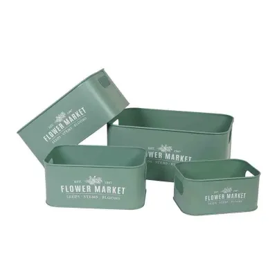 Fm-contenitore rettangolare latta 35x23 verde (set 4)