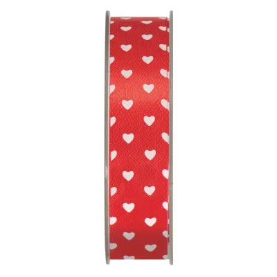 Nastro mm.25 m.45 cuori rosso