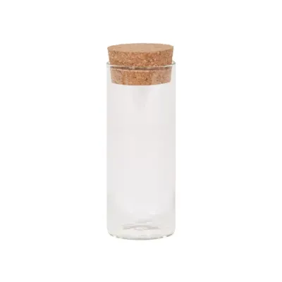 Vaso vetro tappo sughero d. 4.5-h.13