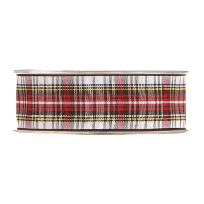 Nastro tartan mm.38 m.20 bianco-rosso
