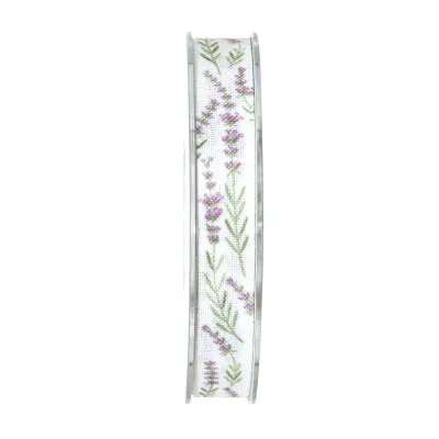 Nastro lavanda mm.15 m.20 bianco