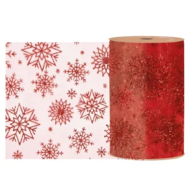 Nastro mn.100 m.20 snowflakes rosso