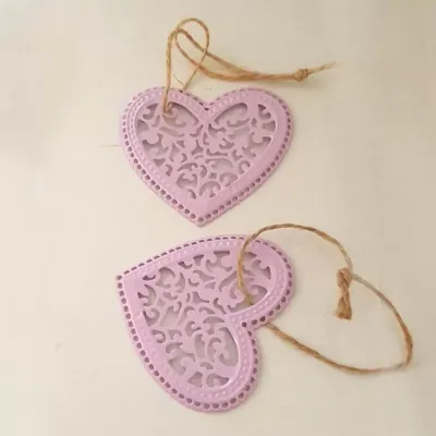Cuore metallo cm.6,5x6 rosa (12 pz.)