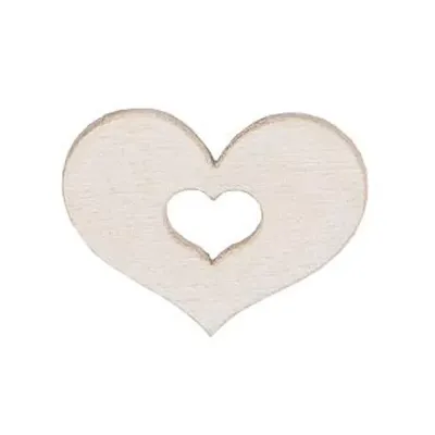 Cuoricino cm. 2,5 legno bianco (16 pz.)