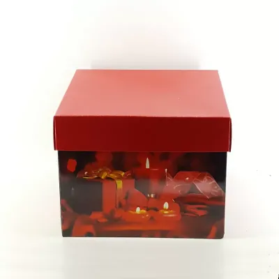 Cartone panettone candele 40x34 rosso