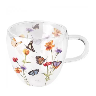 Tazza vetro d.10 farfalle