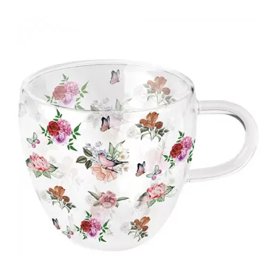 Tazza vetro d.10 fiori