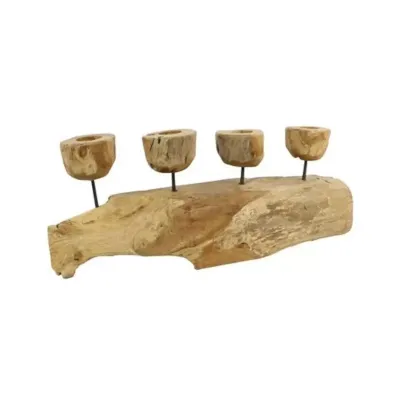 Portacandela teak 4 fuochi
