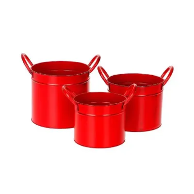Cachepot metallo h.19 rosso (set 3)