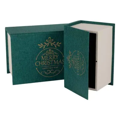Scatola libro legno 30x20 verde (set 2)