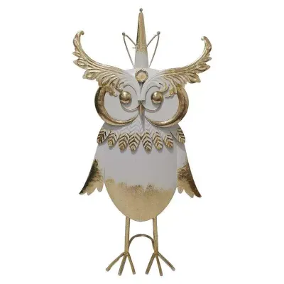 Rg-gufo metallo h.80 bianco-oro