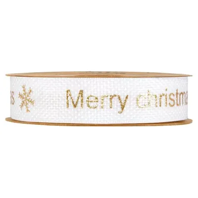 Nastro print xmas  mm.25 m.10 bianco