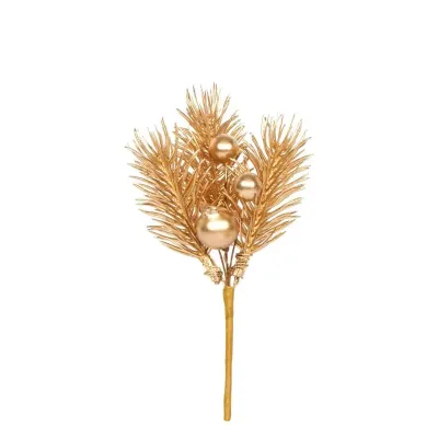 Pino pick con bacche cm.15 oro (pz.12)
