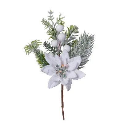 Poinsettia pick cm.19 bianco