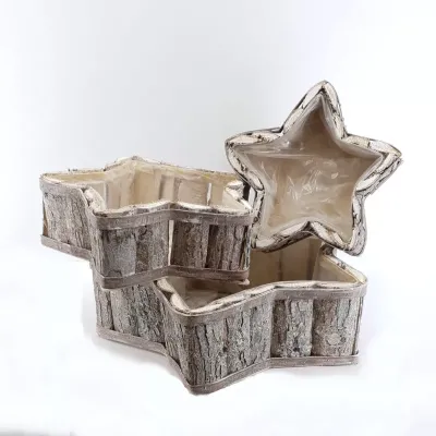 Cco-cesto corteccia stella (set 3)