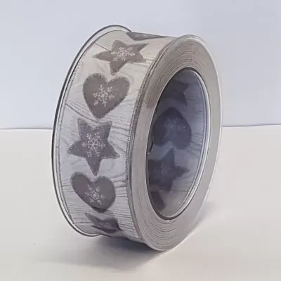 Nastro stelle cuori mm.40 mt.20 antracite