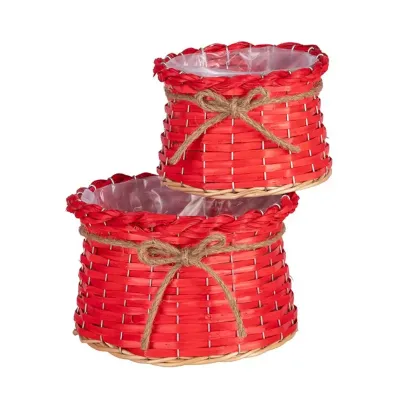 Cf-cachepot tondo d.22 rosso (set 2)