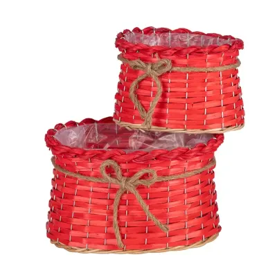Cf-cachepot ovale 24x18 rosso (set 2)