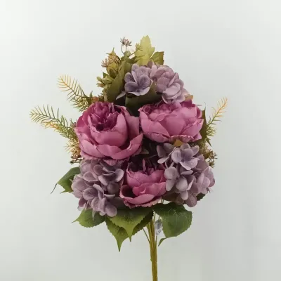Rosa-ortensia mazzo cm.54 lilla