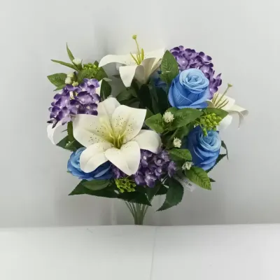 Lilium-rose mazzo cm. 50 blu