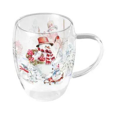 Tazza vetro h.11 snowmen