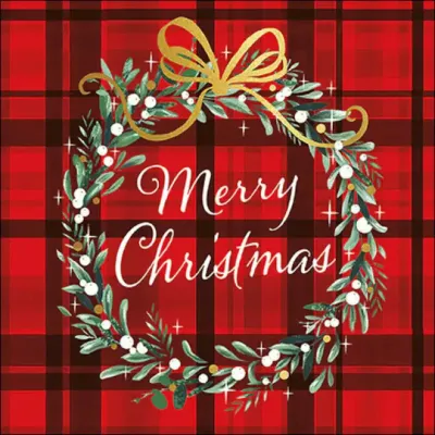 Tovaliolo carta 33x33 christmas plaid red (pz.20)