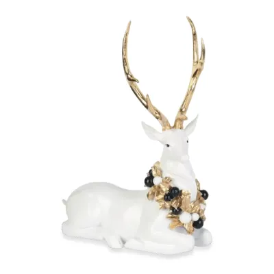 Cervo resina h.35 bianco