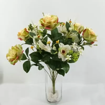 Rosa-helleboro mazzo cm. 50 verde
