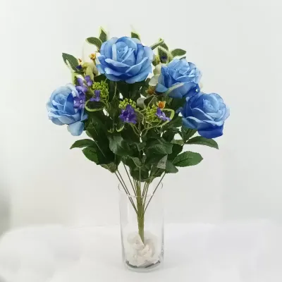Rosa-helleboro mazzo cm. 50 blu