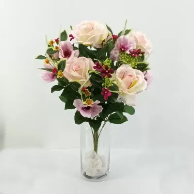 Rosa-helleboro mazzo cm. 50 fuxia