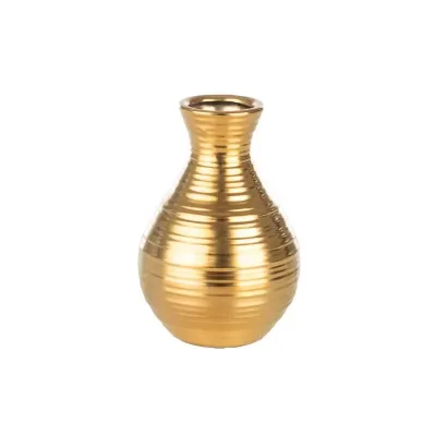 Portafiori terracotta h.14 oro righe